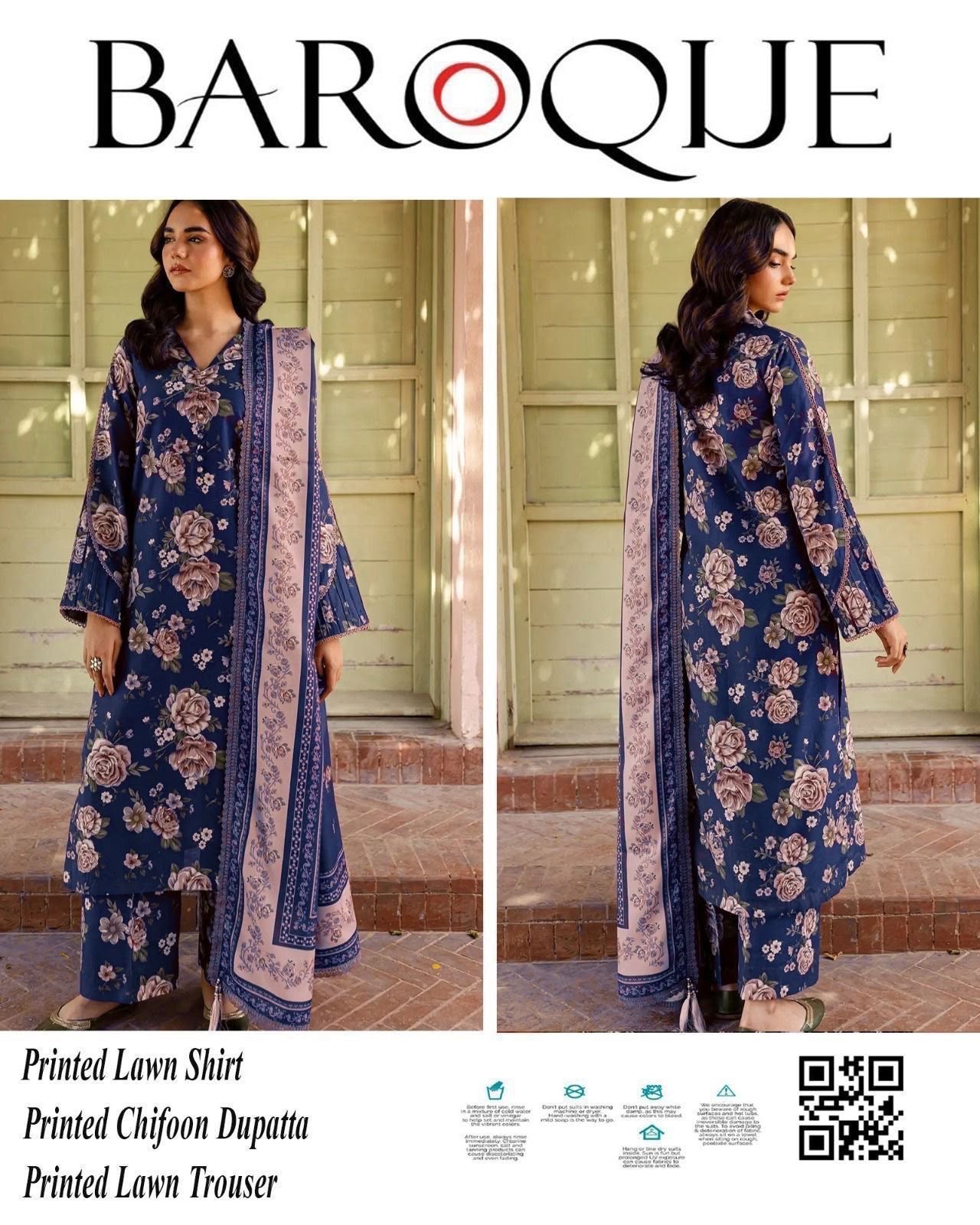 Baroque 3piece Summer Lawn