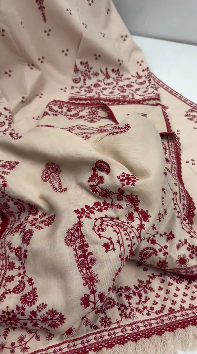 Skin Karandi Stitched 3pc With Pashmina