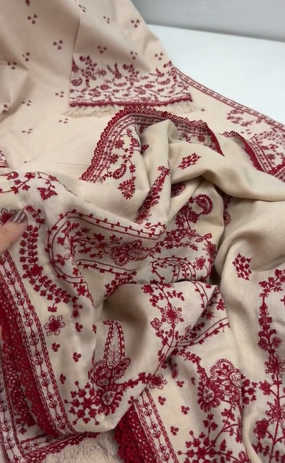 Skin Karandi Stitched 3pc With Pashmina